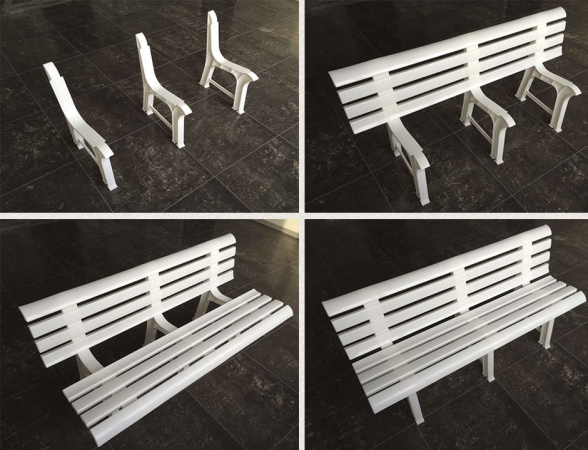 Скамейка садовая пластиковая со спинкой, складная лавка для дачи